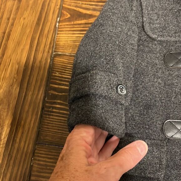 NWT Janie and Jack Dark Gray and Black Hooded Winter Toggle Pea Coat - Picture 4 of 13